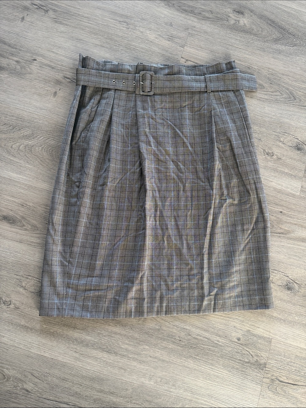 Simon’s Gray Plaid Belted Pencil Skirt size 12